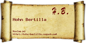 Hohn Bertilla névjegykártya